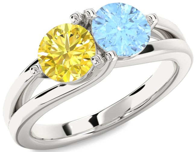 Silver Round Two Stone Promise Ring