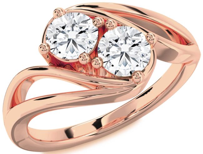 Diamond Rose Gold Round Two Stone Ring