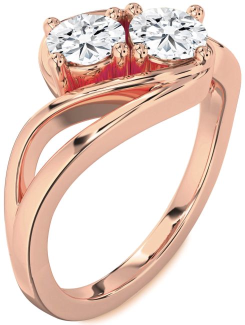 Lab Diamond Rose Gold Round Two Stone Ring