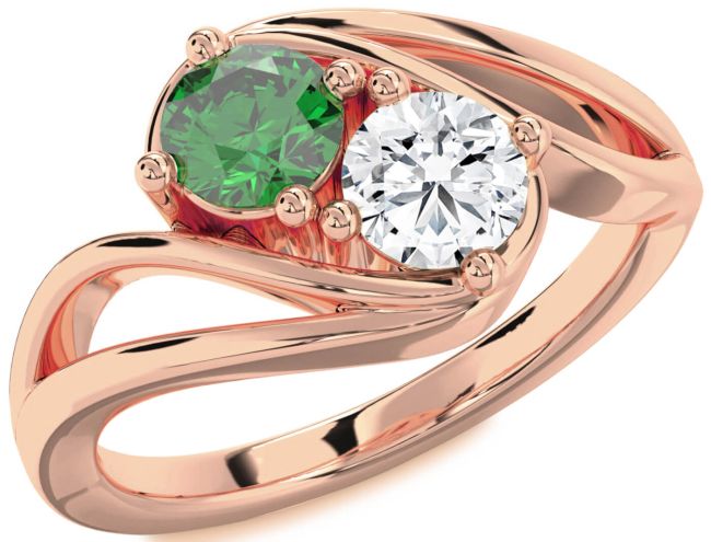 Rose Gold Round Two Stone Promise Ring