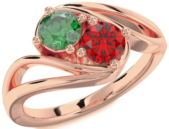 Rose Gold Round Two Stone Promise Ring