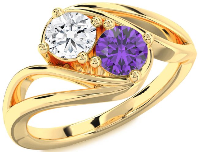 Gold Round Two Stone Promise Ring