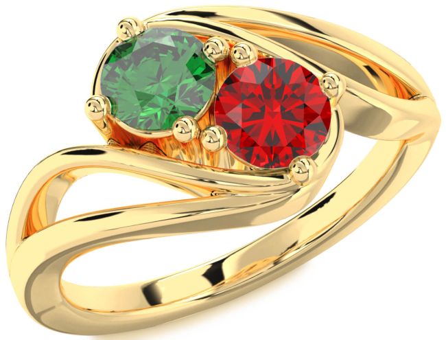 Gold Round Two Stone Promise Ring