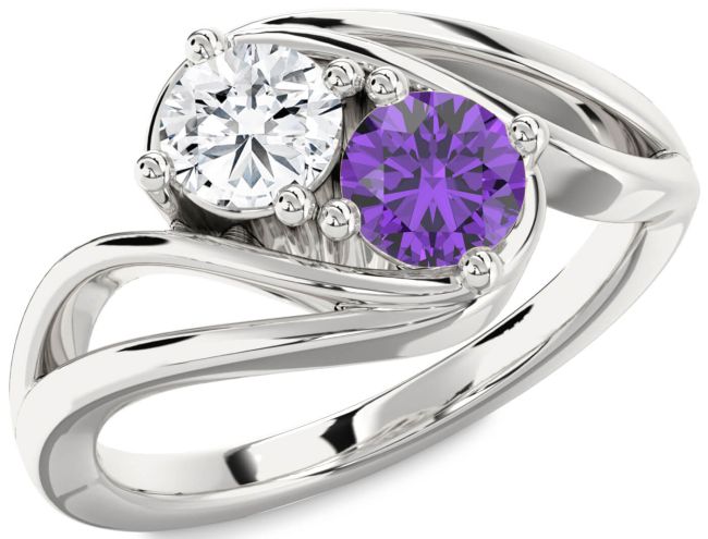 Silver Round Two Stone Promise Ring
