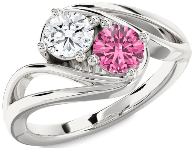 Silver Round Two Stone Promise Ring