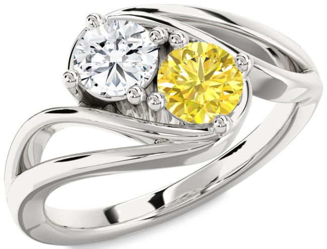 Silver Round Two Stone Promise Ring