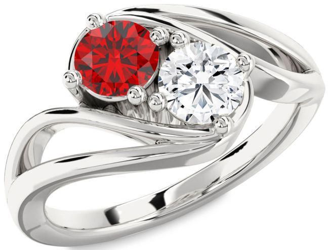 Silver Round Two Stone Promise Ring