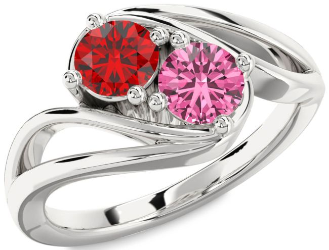 Silver Round Two Stone Promise Ring