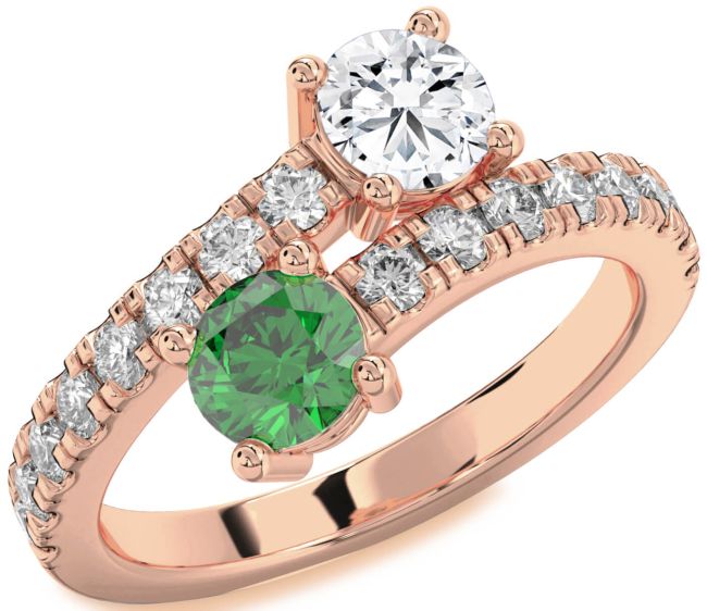 Diamond Rose Gold Round Two Stone Promise Ring