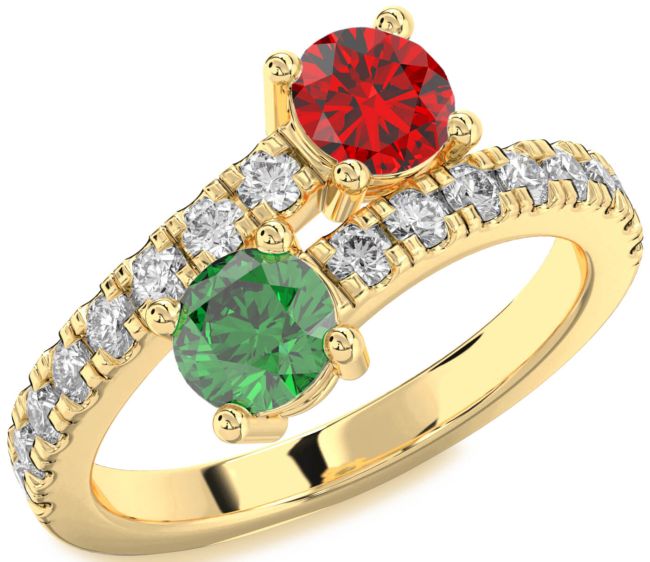 Diamond Gold Round Two Stone Promise Ring