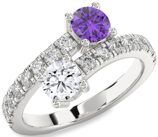 Diamond Silver Round Two Stone Promise Ring