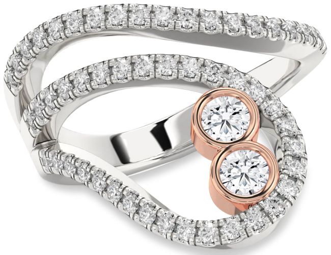 Diamond Platinum & Rose Gold Round Two Stone Ring