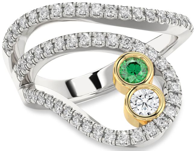 Diamond Gold Silver Round Two Stone Promise Ring