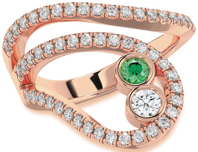 Diamond Rose Gold Round Two Stone Promise Ring