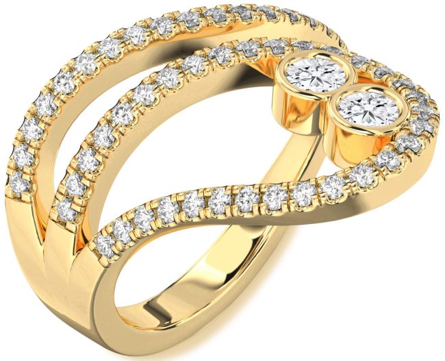 Lab Diamond Gold Round Two Stone Ring