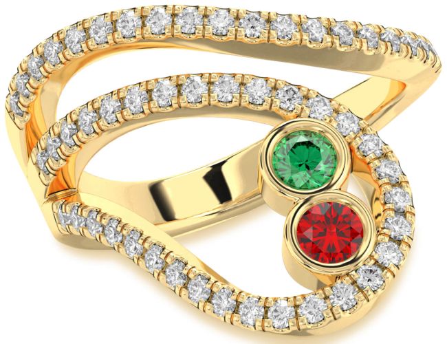 Diamond Gold Round Two Stone Promise Ring