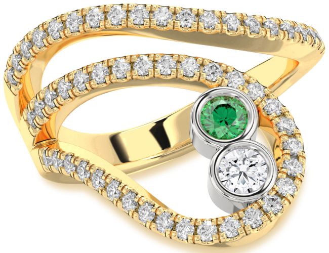 Diamond Gold Silver Round Two Stone Promise Ring