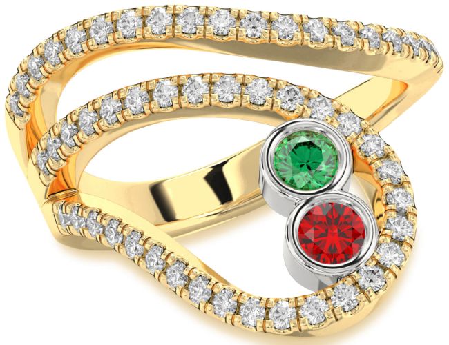 Diamond Gold Silver Round Two Stone Promise Ring