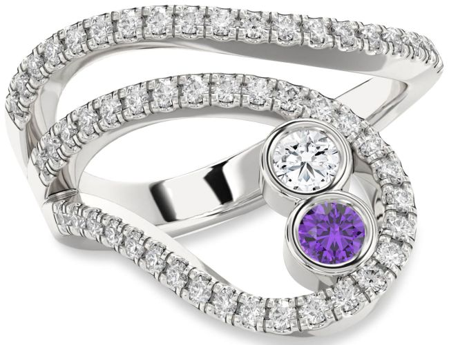 Diamond Silver Round Two Stone Promise Ring