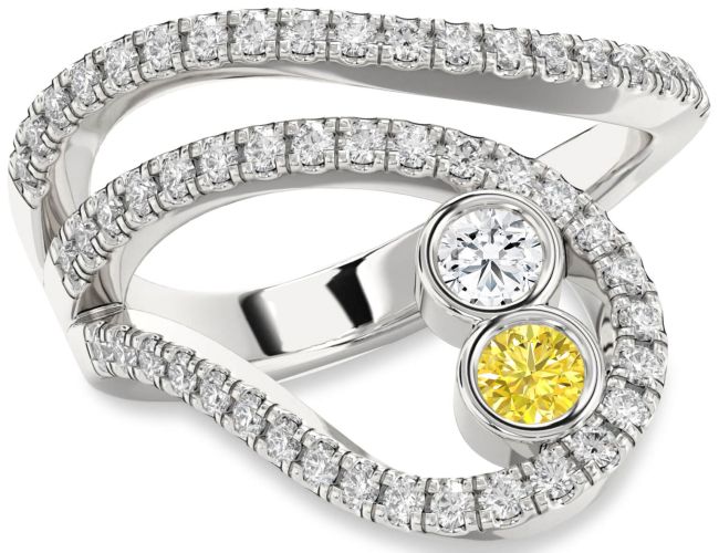 Diamond Silver Round Two Stone Promise Ring