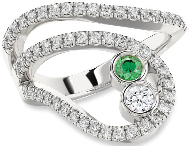 Diamond Silver Round Two Stone Promise Ring