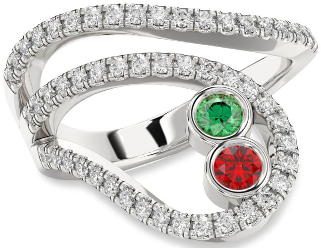 Diamond Silver Round Two Stone Promise Ring