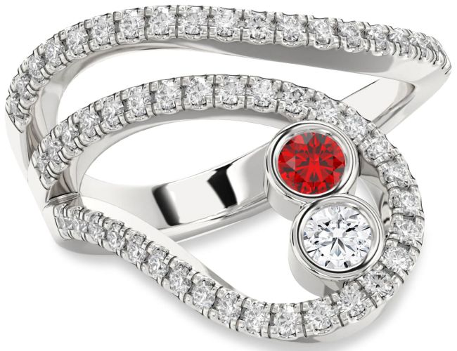 Diamond Silver Round Two Stone Promise Ring