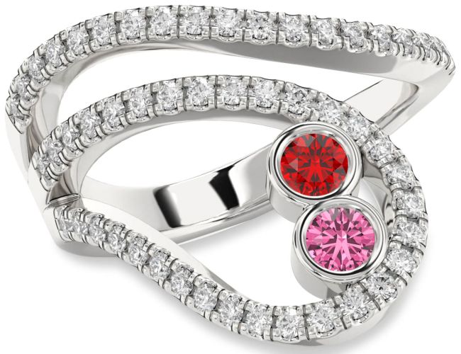 Diamond Silver Round Two Stone Promise Ring