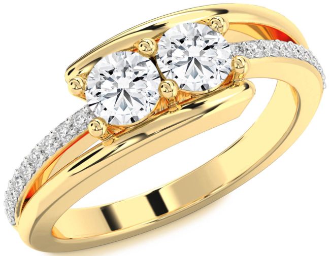 Diamond Gold Round Two Stone Ring