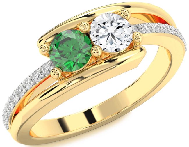 Diamond Gold Round Two Stone Promise Ring