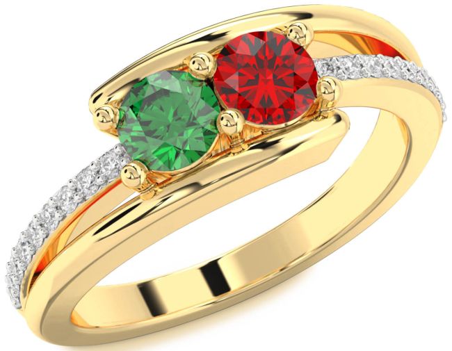 Diamond Gold Round Two Stone Promise Ring