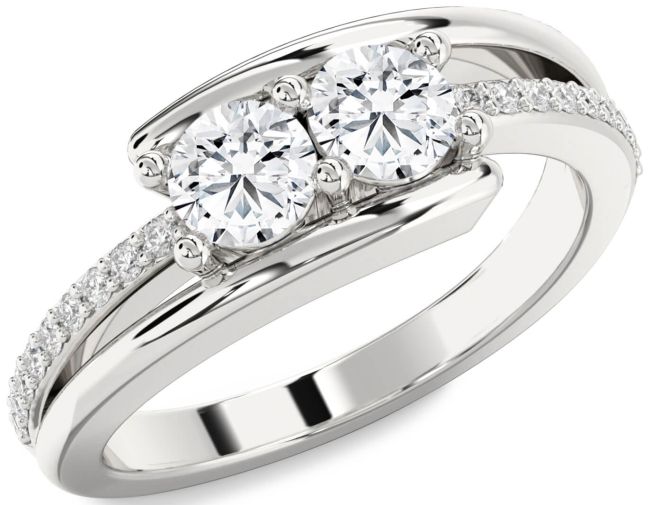 Diamond Platinum Round Two Stone Ring