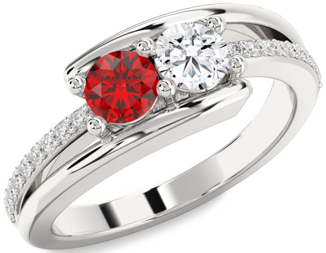 Diamond Silver Round Two Stone Promise Ring
