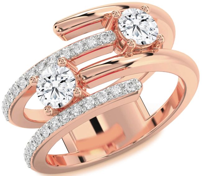 Diamond Rose Gold Round Two Stone Ring