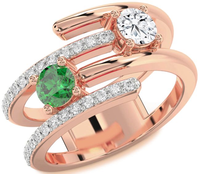 Diamond Rose Gold Round Two Stone Promise Ring
