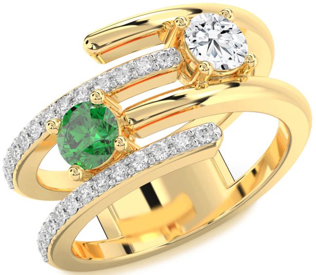 Diamond Gold Silver Round Two Stone Promise Ring