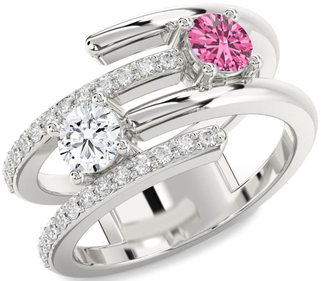 Diamond Silver Round Two Stone Promise Ring