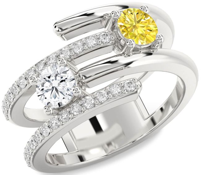 Diamond Silver Round Two Stone Promise Ring
