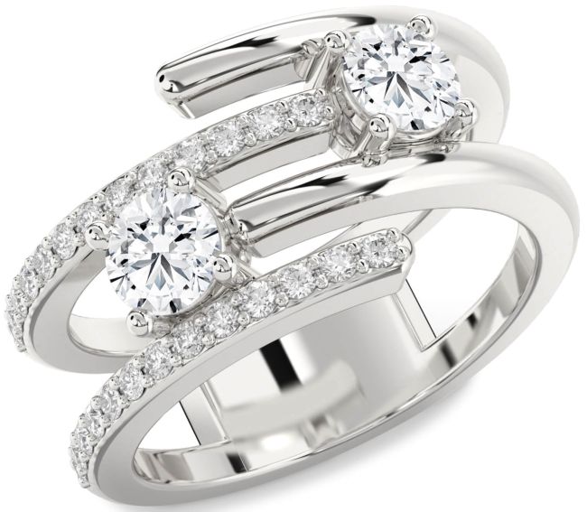 Diamond Platinum Round Two Stone Ring