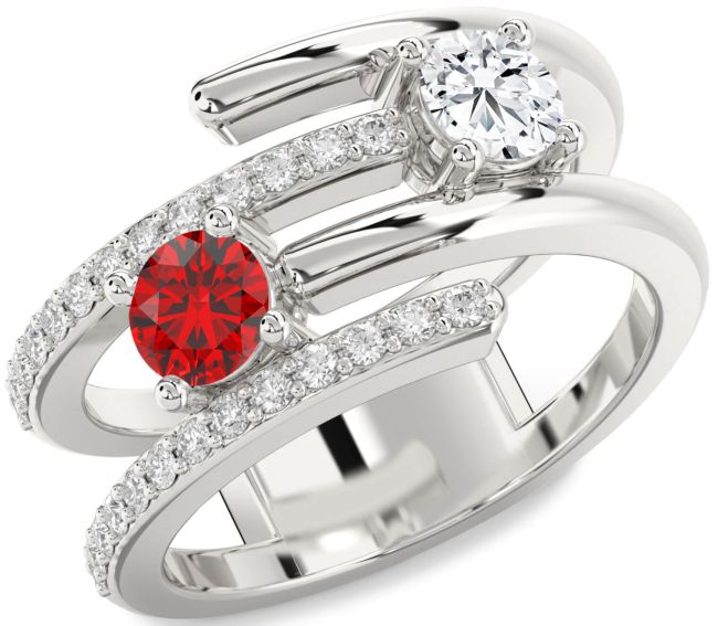 Diamond Silver Round Two Stone Promise Ring