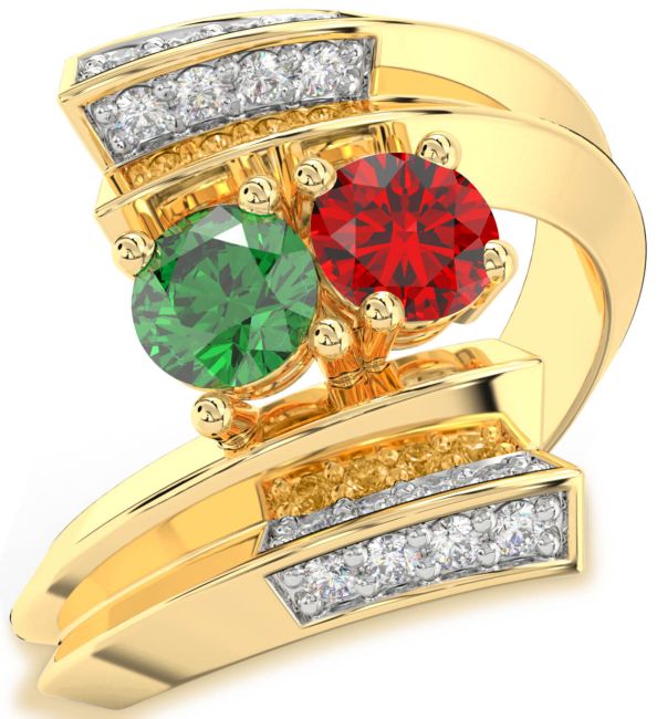 Diamond Gold Round Two Stone Promise Ring