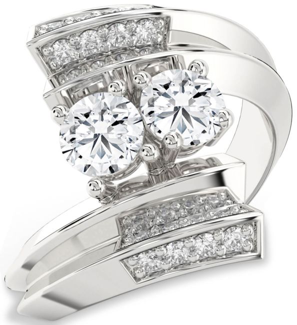 Diamond Platinum Round Two Stone Ring