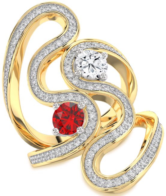Diamond Gold Silver Round Two Stone Pave Promise Ring