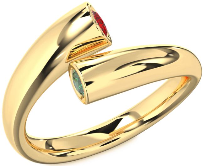 Gold Silver Round Two Stone Promise Ring