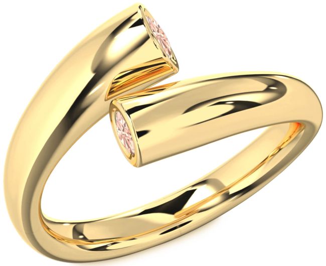 Morganite Gold Round Two Stone Ring