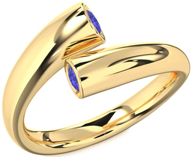 Tanzanite Gold Round Two Stone Ring