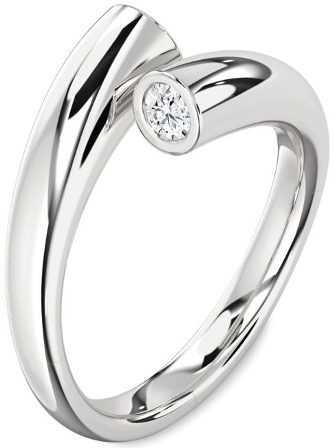 Lab Diamond Silver Round Two Stone Ring