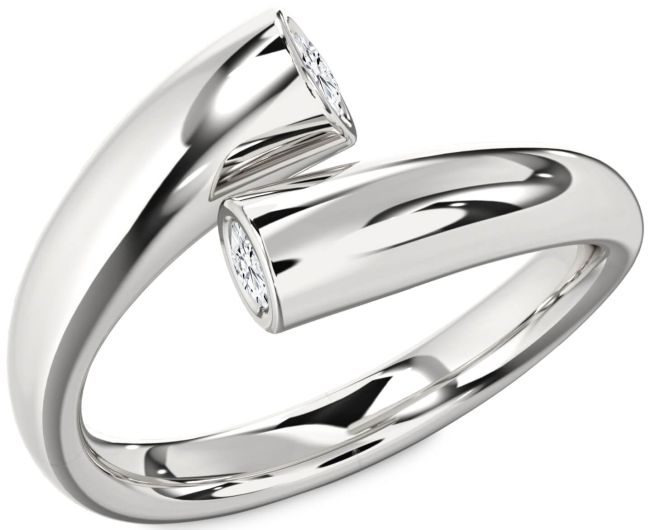 Silver Round Two Stone Promise Ring