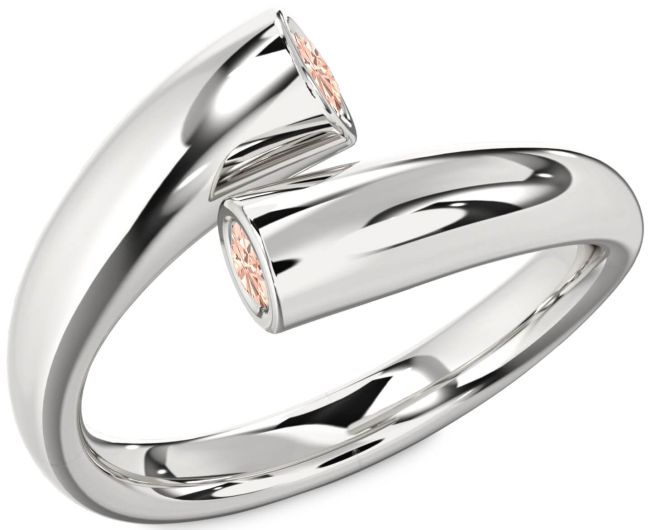 Morganite Silver Round Two Stone Ring