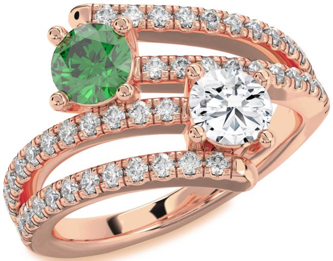 Diamond Rose Gold Round Two Stone Promise Ring